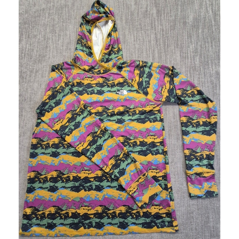 The North Face womens lightweight colorful print hooded pullover top LG outdoors